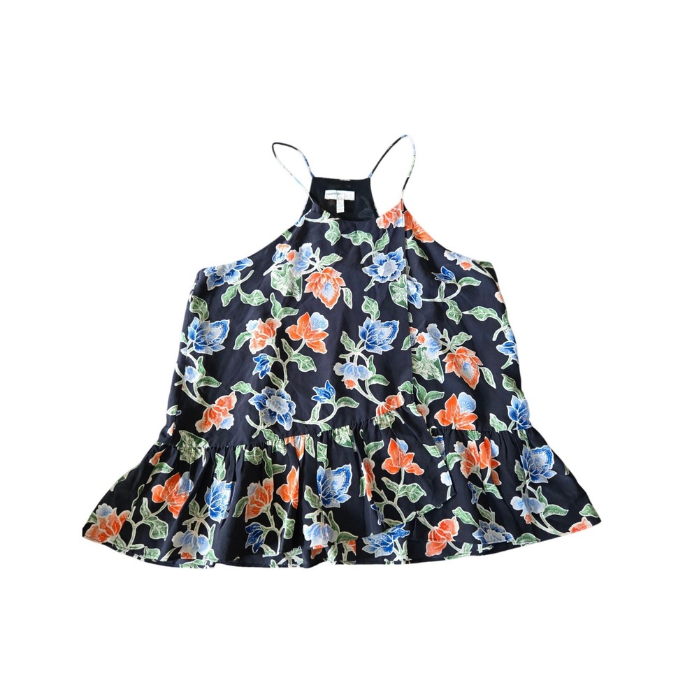 Joie 100% Silk Halter Peplum Top Floral Print Blouse XS, Resortwear Tropical